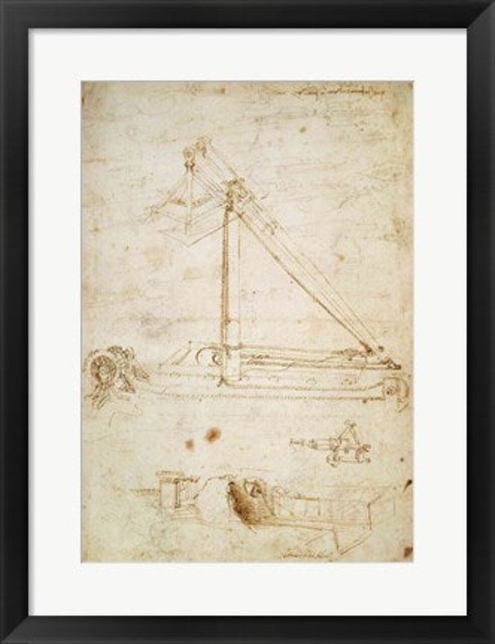 Framed Art War machine by Leonardo Da Vinci Wall Decor 18x24 Artwork